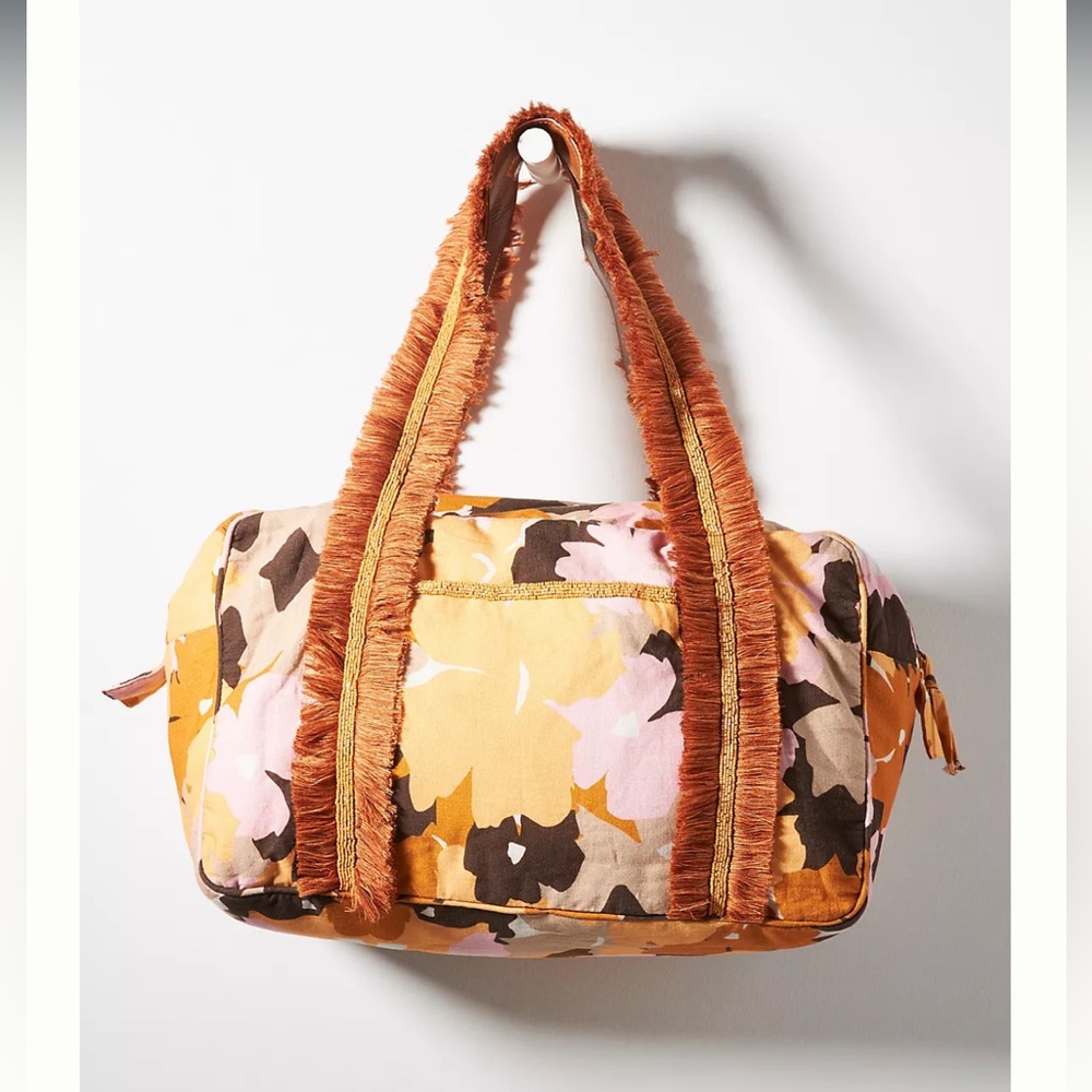 NWT Anthropologie Percy Tote - Orange, Pink, & Brown Floral Print
